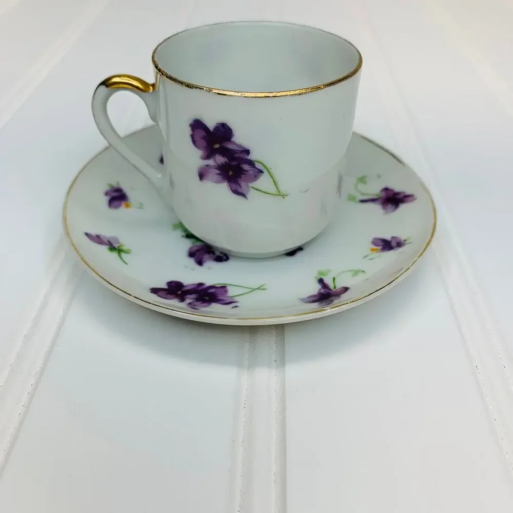Norcrest Purple Floral Demitasse Cup 2